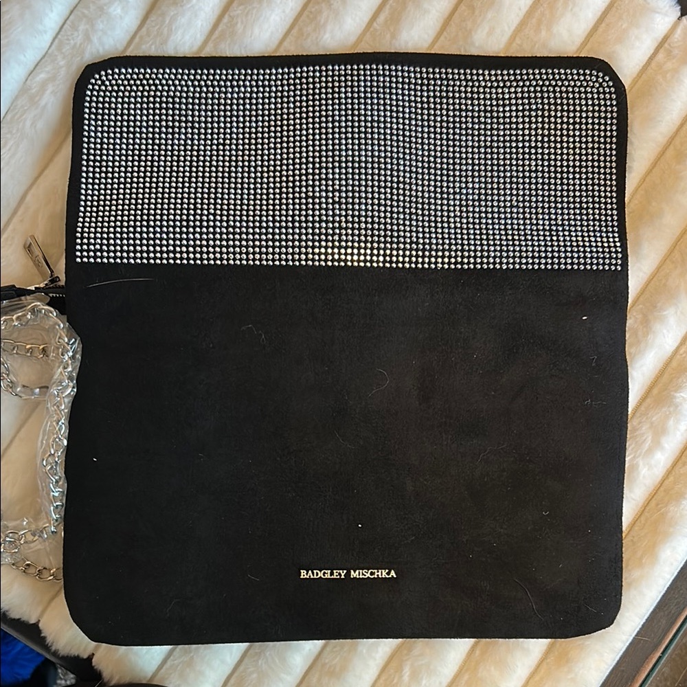 Badgley Mischka Black and Silver Clutch. 11x7 - Picture 5 of 6